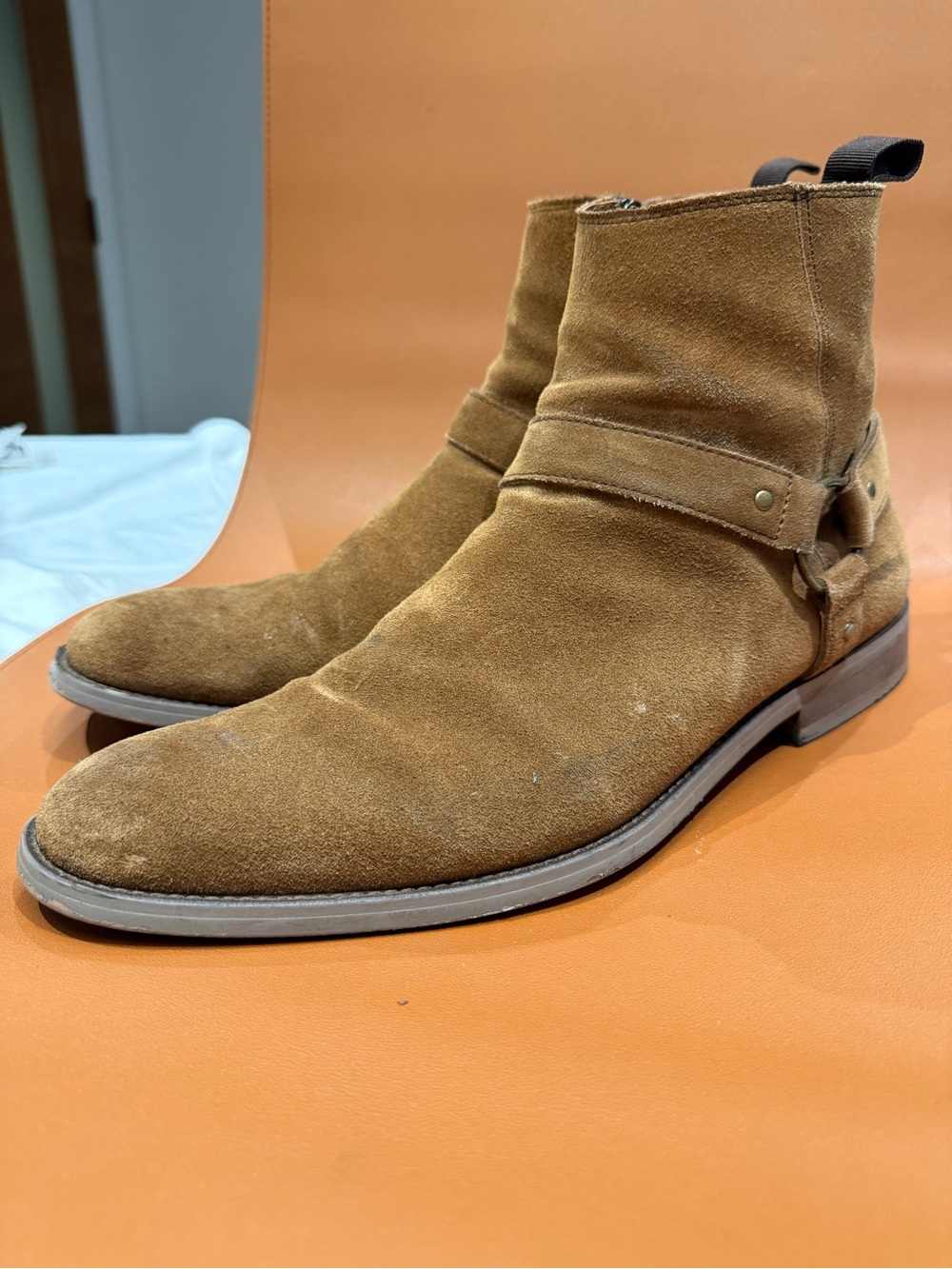 Alex Costa Bp X Men's Suede Chelsea Boots in Tan - Harness Detail